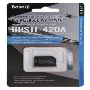 BaseQi 맥북 420AB 블랙 알루미늄 보이지 않는 드라이브 마이크로 SDTF 카드 어댑터 프로 레티나 1416 인치