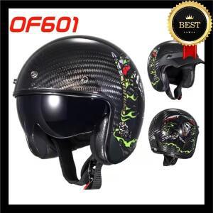 ECE 인증 LS2 OF601 BOB II 헬멧 빈티지 카본 파이버 오픈 페이스 오토바이 & 스쿠터 - 클래식 레트로 스타