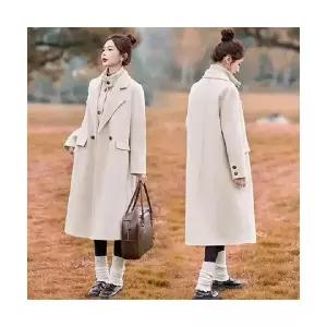 와칸다 여성 여친 정장세트 겨울 투피스 리버시블 울 코트 하프 블레이저 칼라 모직 KKE4