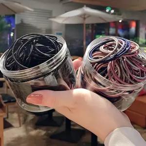 머리끈100개 이태리 여성 자국 안남는 짱짱한 고무줄 헤어 칼라 컬러
