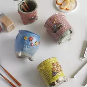 핸드메이드 수저 통 예쁜 젓가락통 주방 도자기 수저 통 식기통 정리함 보관함 식기류 수납통 수납함 기함