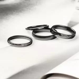 블랙 믹 남성용 흑요석반지 반지 옥 6mm 매끄러운 천연 및 10 여성용