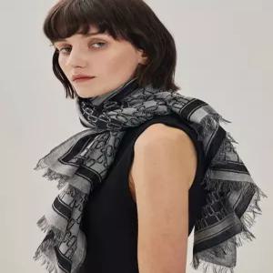 [국내백화점]  닥스 [25FW] [WOOL100%][남녀공용]블랙 DD패턴 울스카프 DCSC5F300BK 데일리 보온