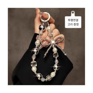 세인트이브 PDX6667 블링블링 비즈 리본 스트랩 핸드폰 스트랩줄