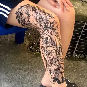 쌍룡도 타투 스티커 용 양 피부 염색 아트 디자인 데칼 그래픽 화장품 자수 포스터 장식