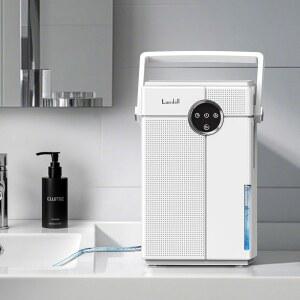 배수 호스가 있는 Lacidoll 소형 제습기, 욕실용 휴대용 800평방피트 가정용 118온스 7가지 컬러풀 라이트, 침실 RV 옷장 지하실용 조용한 흰색