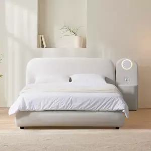 (수도권무료) B아쿠아패브릭 라운드침대 퀸Q 7존독립매트+사이드조명협탁1개 J3033