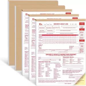트럭 운전사용 8.5x11인치 2-in-1 운전자 로그북 5개 도트 차량 점검 보고서 세부 백업 양식 2겹 무탄소