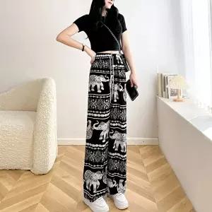 아이스바지 여자 여름 마실룩 꾸안꾸 코끼리무늬 밴딩 냉감팬츠