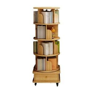 회전책꽂이 수납 메이플 원목 책장 사무실 소형 원형 2단 회전식 슬라이딩 그림책 6단