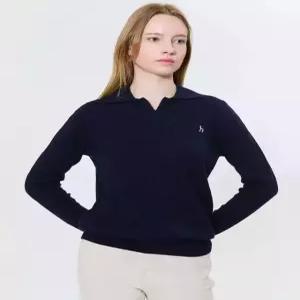 [국내백화점]  헤지스 레이디스 [24FW] [반값세일][스테디셀러][울100%] 네이비 케이블 카라 스웨터 WSSW4D