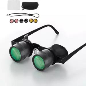 핸즈프리 쌍안경 전문 휴대용 망원경 3색 편광 렌즈 HD 오페라 안경 10배 줌