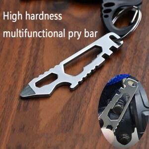 새로운 미니 다기능 스테인레스 스틸 프라이 바, EDC 육각 렌치, 병따개, 휴대용 야외 자전거 수리 도구