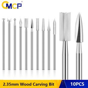 CMCP 10개입 2.35mm 샹크 목재 조각 드릴 비트 세트 밀링 커터 목공 드릴링 액세서리 도구 조각 칼 비트