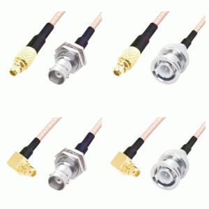 MMCX 수-BNC 수 암 커넥터, RG316 케이블, 피그테일 MMCX 수 직각 RF 동축 익스텐션 점퍼 케이블