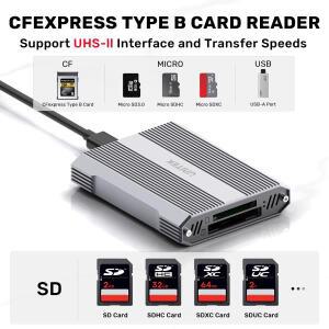 알루미늄 합금 4 in 1 카드 리더 USB C 10Gbps SD 4.0 UHS-II 마이크로 CFexpress 타입 B 메모리 어댑터 사