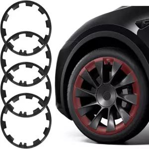 테슬라 모델 Y 2017-2024 ABS 림 허브캡 가드 휠 커버 자동차 보호 타이어 트림 링 4개