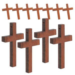 40피스 미니 소형 나무 십자가 펜던트 할로윈 장식 공예 용품 독특한 벽걸이 참