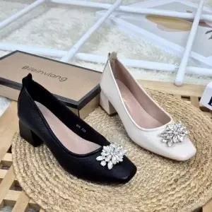 [제이시]제이시 발볼넓은구두 소가죽 통굽 여성 펌프스 K390