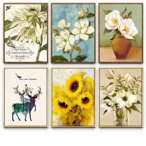 40X50 화이트 플라워 명화 3종 유화색칠 DIY 그림 따라그리기 페인팅 그리기