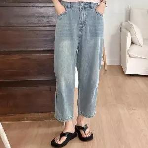 여자 파라슈트 9부 워싱 와이드 밴딩 썸머 면 청바지