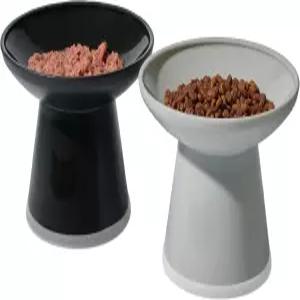 네코이치 2pcs 엑스트라 와이드 고가 고양이 사료 그릇 - 수염과 목의 피로를 줄이기 위한 BPA 프리