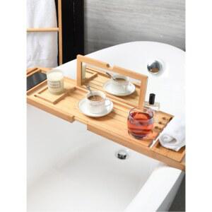 원목 욕조테이블 선반 미들바 나무 홀더 테이블 싱글박스