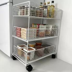 이동식 3단 서랍 철제 바퀴형 수납 수거함