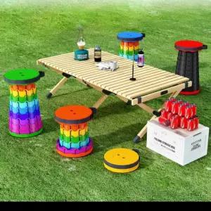 휴대용 접이식의자 레인보우 접이식 아코디언 자바라 코끼리 폴딩 높이조절 스툴 간이의자