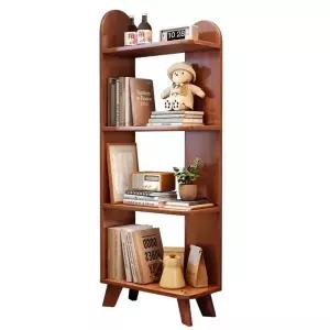 원목 코너책장 스탠드 선반 미니 수납 갈색 4단 서재 거실