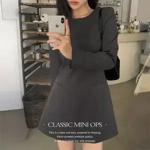 핫핑 [하객룩][핏예쁨] 듀릿 A라인핏 페이크 웰트포켓 미니원피스