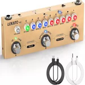 어쿠스틱 기타용 LEKATO 멀티 이펙트 페달 IR 로딩 9AMP 모델 프로세서 블루투스 5.0 녹음 내장 배터리