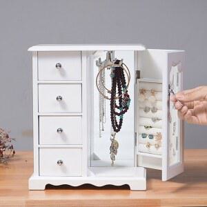 주얼리 보관함 나무 진홍색 돌반지 패물함 약혼 원목주얼리함 멀티 직사각 정리함