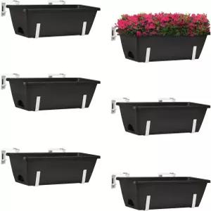 ETELI 난간 화분 6팩 16.9인치 창문 바구니 데크 박스 플라스틱 플라워 레일 홀더 야외 발코니 현관 파티오