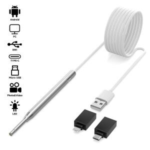 TYPE-C 검이경 귀 청소 내시경 카메라 마이크로 USB 5.5mm 3in 1 비주얼 이어 픽 LED 6 개 안드로이드 폰 P