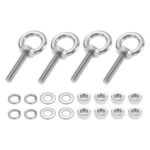 패티킬 M8 x 40mm 아이볼트, 4Pcs 304 스테인리스 스틸 실 팅 링 세트 어깨 해먹 물품 걸이용 잠금 너트 플랫 와셔, 실버