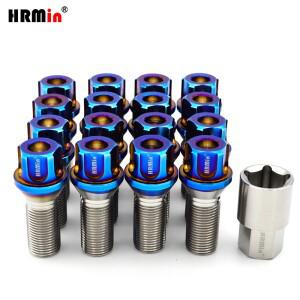 HRmin Gr5 티타늄 휠 볼트 M14x1.25x28-50mm JK 도난 방지 콘 시트 BMW 미니 토요타 수프라 차량용