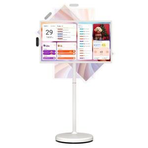 32인치 FHD 스마트 휴대용 TV Gen2, 16G +128G 스토리지, Android 15 OS, 15000mAh, 회전식 터치스크린이 있는 바퀴 달린 롤링 TV, 내장 배터리