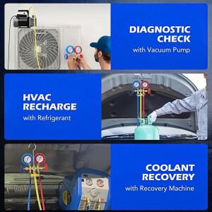 R134a 에어컨 매니폴드 게이지 세트 | 금속 밸브  A/C 냉매 충전  누출 감지용 컬러 호스