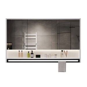 욕실슬라이드장 상부장 화장실 거울장 교체 조명 수건함 화이트 55x60cm 선반