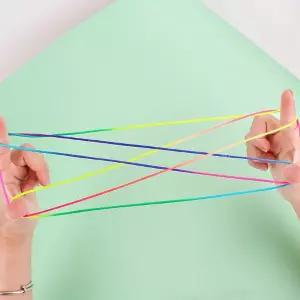 알록달록 무지개 실뜨기 놀이용 실 레인보우 컬러 끈 RXm2+3sUU