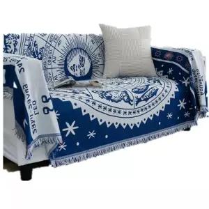 보헤미안 만다라 소파커버 블랭킷 겸용 네이비 거실 인테리어 패브릭