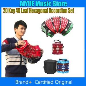 IRIN 콘서티나 아코디언 20버튼 40리드 키보드 악기 조절  핸드 스트랩 캐리백 육각형