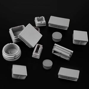 20개 회색 원형 PP 플라스틱 플러그 파이프 테이블 의자 발받침 가구 액세서리 직경 16mm-60mm 하드웨어 보