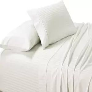 왕실 전통 다마스크 스트라이프 300실수 100 면 퀸 사이즈 부착 워터베드 시트 세트 보리/크림