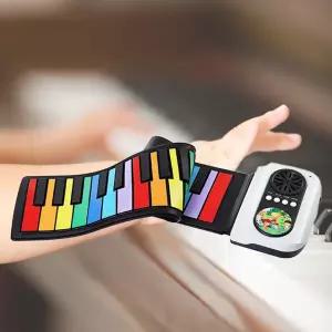 49키 롤업 피아노 디지털 키보드 휴대용 유연한 내부 드럼 모델 기능 USB 입력 MIDI 출력 음악 애호가 초보