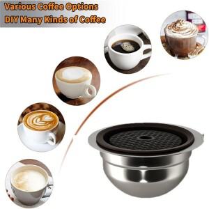 [호환제픔] ABVC 재사용  스테인리스 스틸 커피 포드 150ml 실리콘 뚜껑 컵 버츄오라인 대형 네스카페 머신