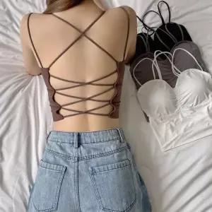 [라일리여성의류] Rly 여성 끈나시 이너나시 크롭탑 캡내장 백리스 x끈
