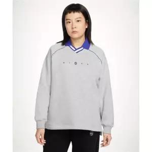 스포츠웨어 플리스 오버사이즈 그래픽 폴로 탑 W - 퓨어 플래티넘헤더래피