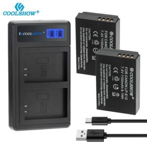 COOLSHOW 디지털 배터리 LP-E12 LP E12 Canon Rebel SL1 100D Kiss X7 EOS M M2 M10 M50 1100mAh 카메라